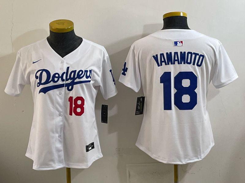 Women 2026 Nike Los Angeles Dodgers #18 Yamamoto White Game MLB Jersey 011->women mlb jersey->Women Jersey